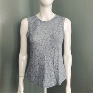Linen-Blend Muscle Tank in Gray | Size XS